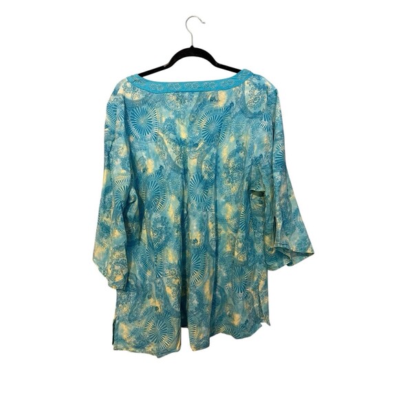 Liz & Me Top Size 1x Blue V Neck Beaded Collar READ - Picture 4 of 6